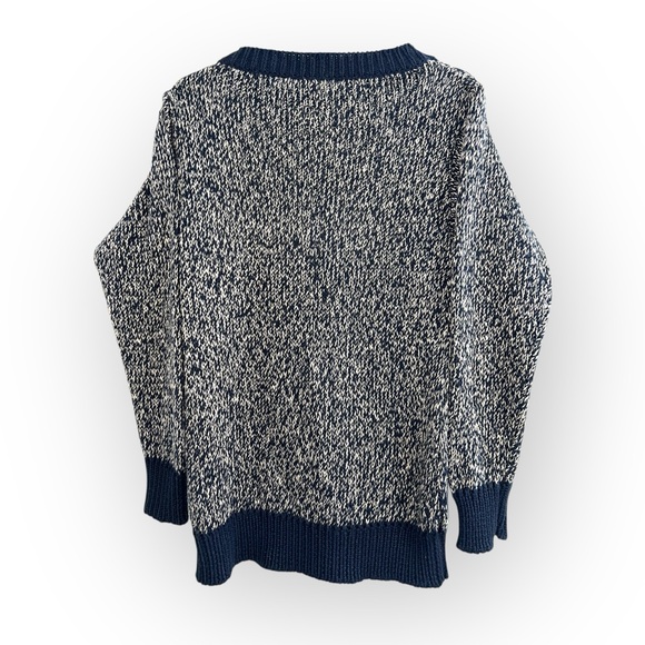 Vintage Laurel by Escada Linen Cotton Knit Navy cream print Jumper Sweater small - Picture 3 of 5